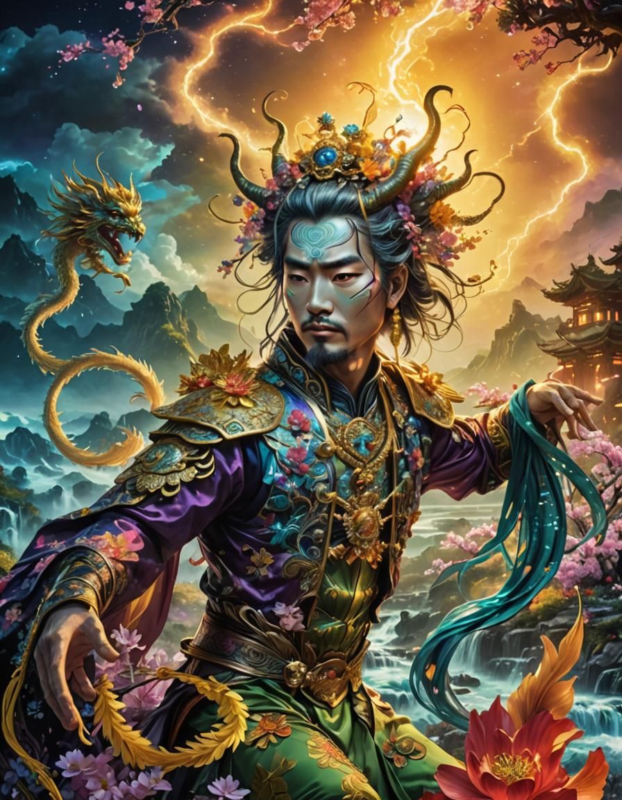 (Hyper detailed epic anime portait of a ancient chinese prince with ...