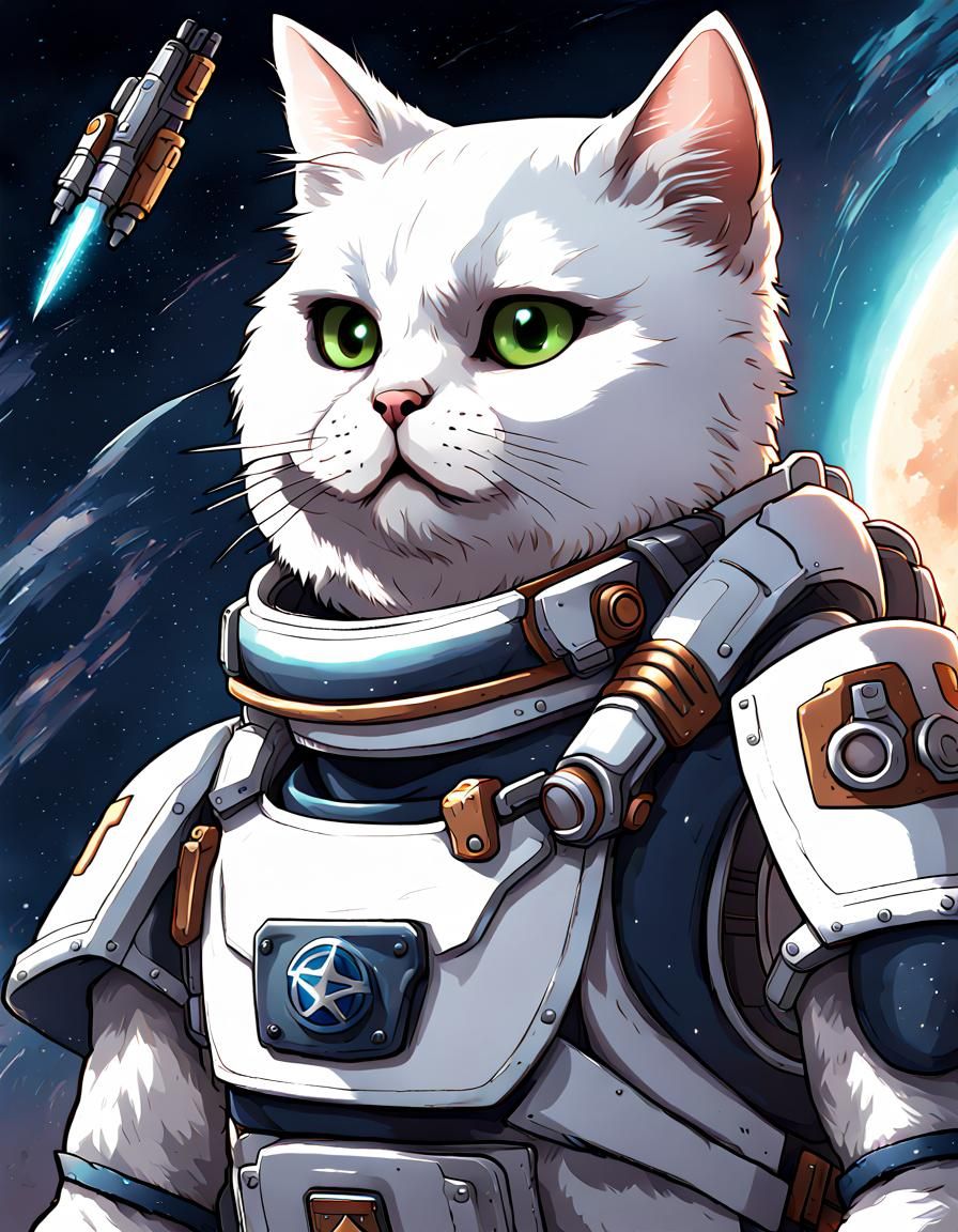 white exotic shorthair cat space marine inspired by Starcraft: (by ...