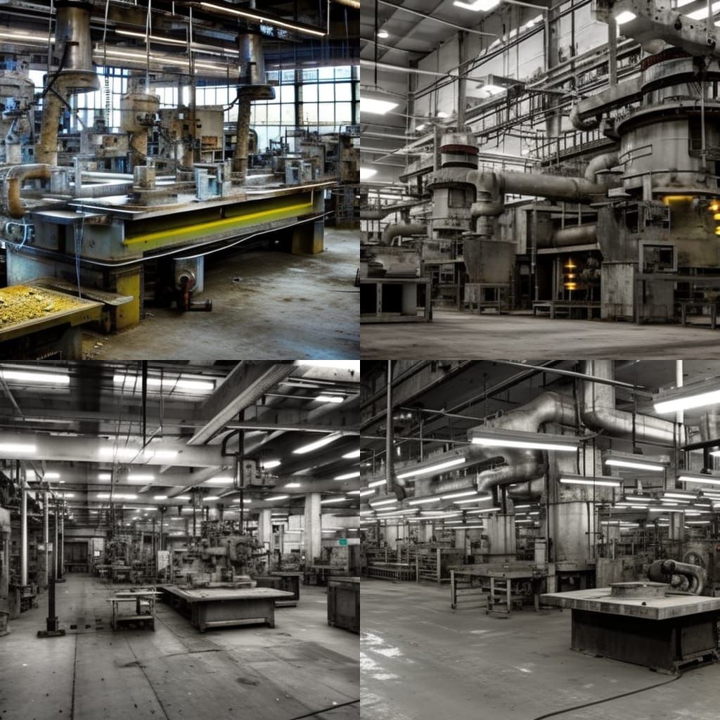 very large industrial machine in a Factory.The factory floor around the