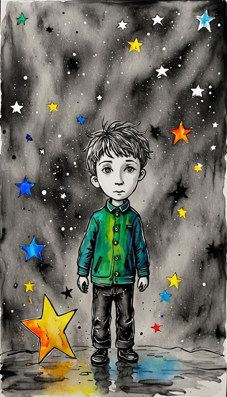 It is rainy stars Water color, alcohol inks, go fly  on star...