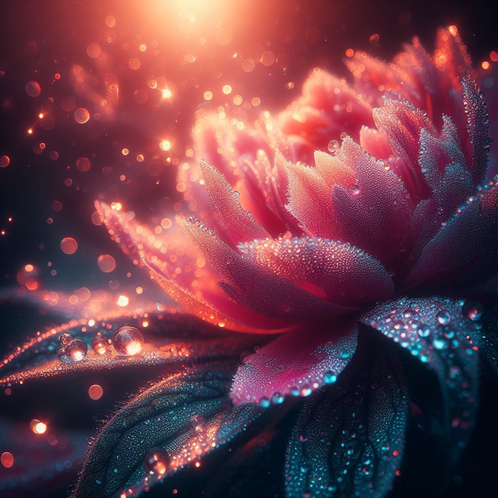 Peony flower dew drops