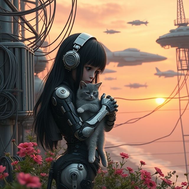 CyberGirl with cat 2