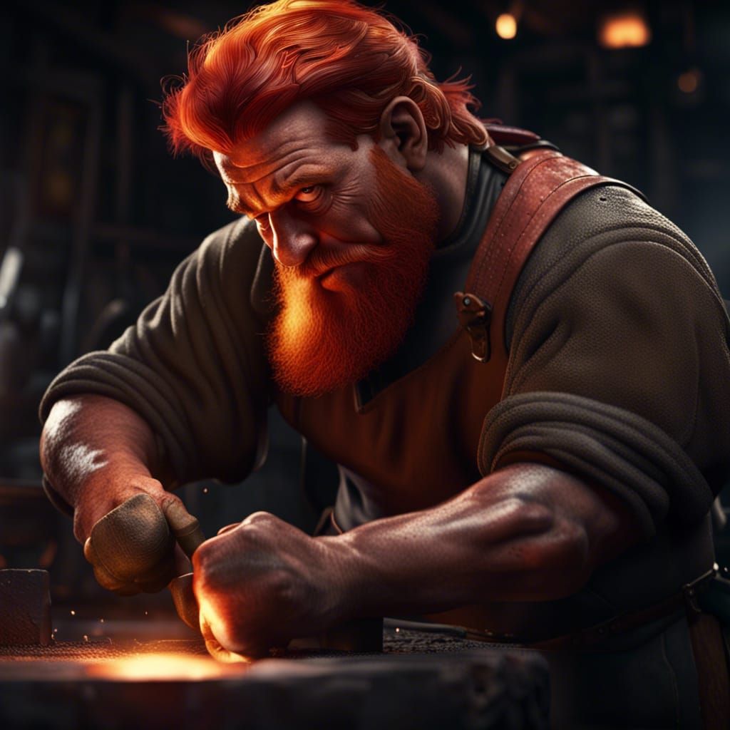 dwarf blacksmith at the forge