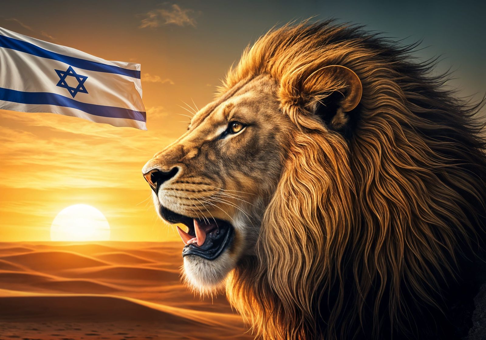 Majestic Lion Roaring in Golden Light