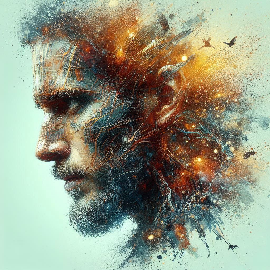 double exposure beautiful fantasy DALL-E 3 portrait landscape..