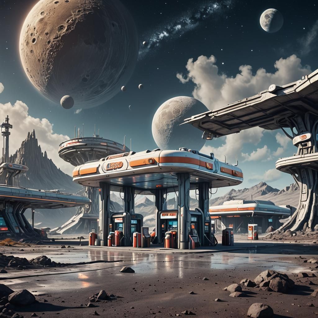 Alien Gas Station   by @GiantessSpiderGwen