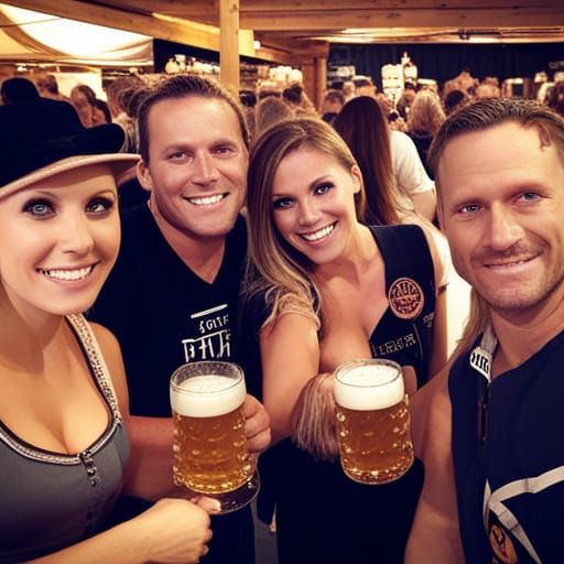 Enjoying Oktoberfest with a few beers.
