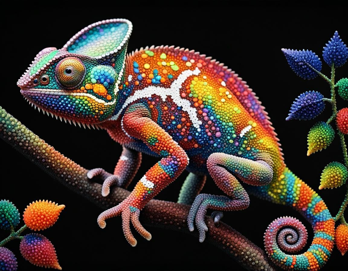 Pointillism Chameleon   by @Kesh Kameer
