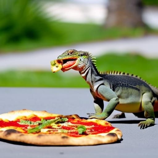 iguana eating pizza AI Generated Artwork NightCafe Creator