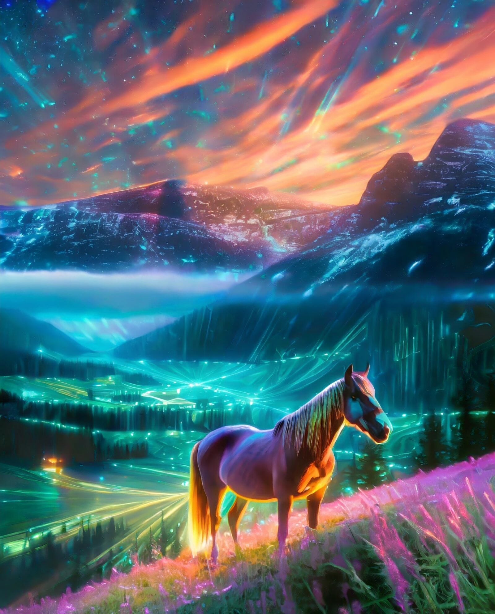 Horse in landscape I - AI Generated Artwork - NightCafe Creator