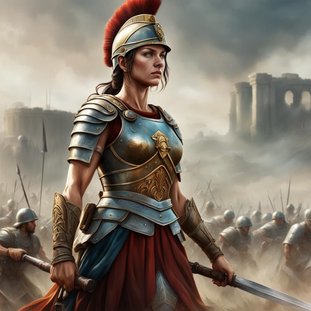 A Roman Female Soldier on a battle Field - AI Generated Artwork ...