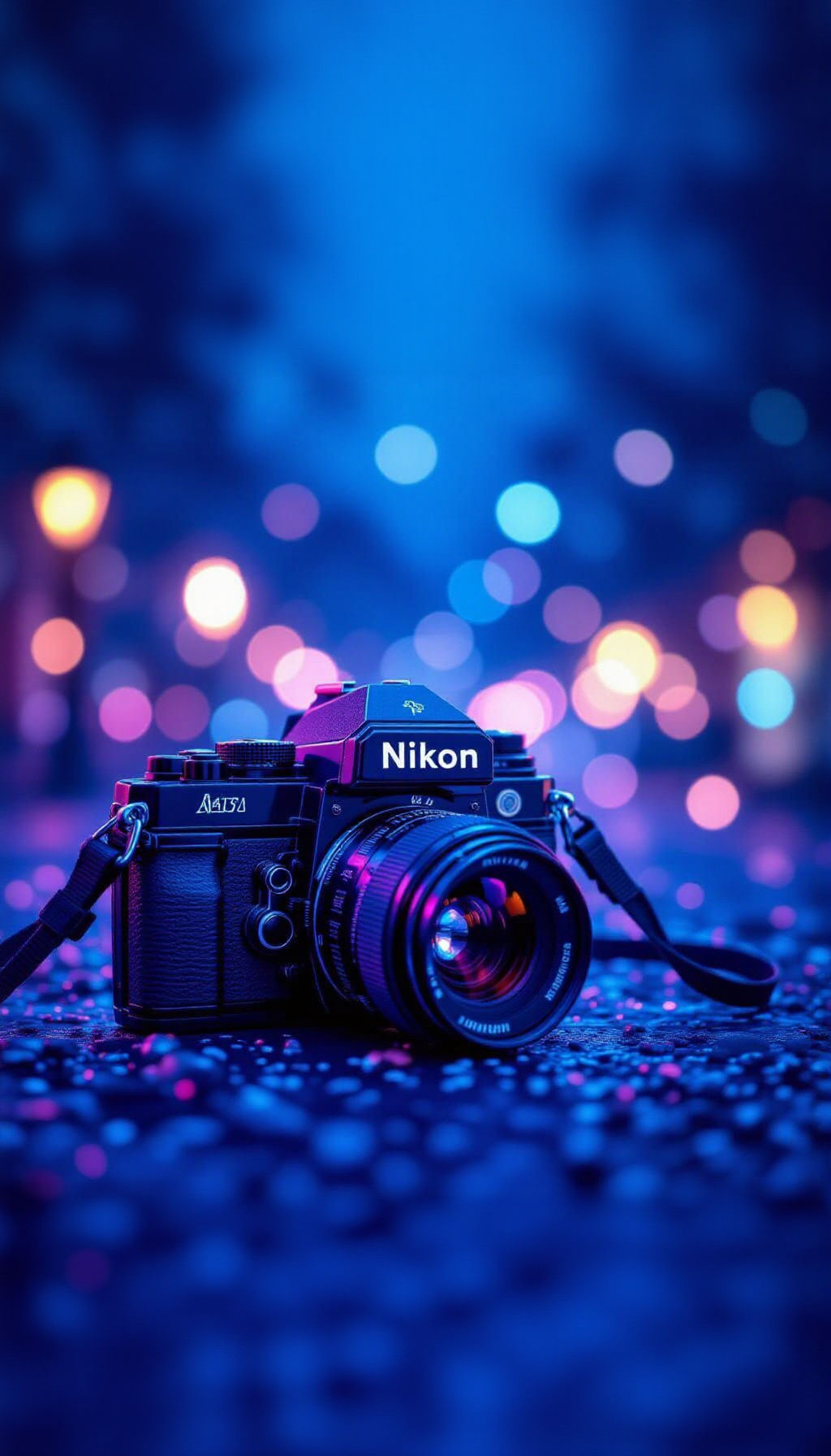 Blue-Purple Bokeh Night with Vintage Nikon