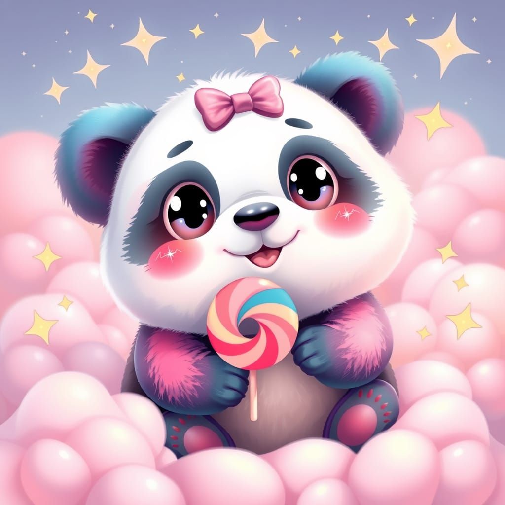 Sparkle Paws: The Kawaii Panda Party  by @Little Rainbow