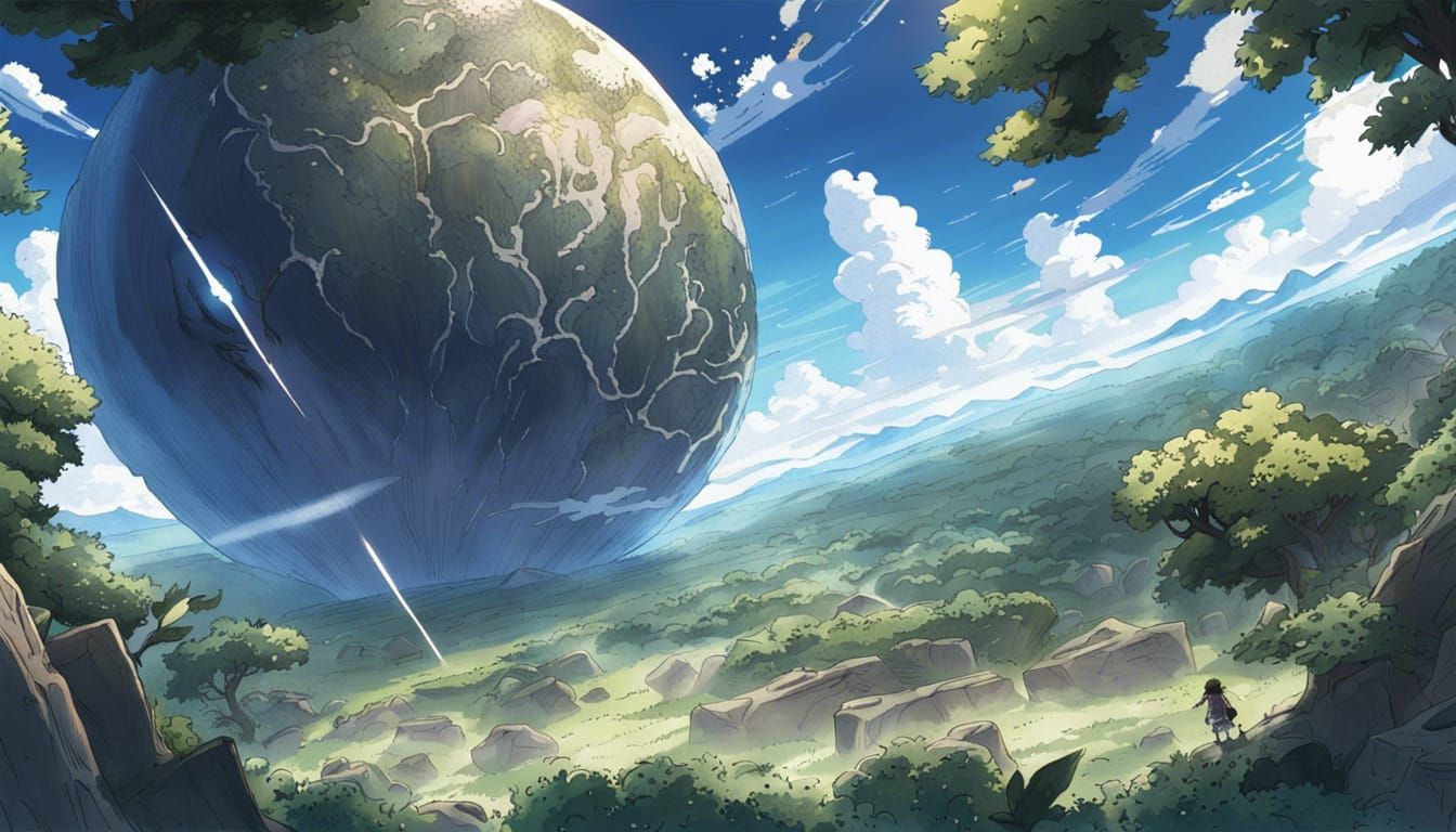 Download Meteor Shower Aesthetic Anime Scenery Wallpaper | Wallpapers.com
