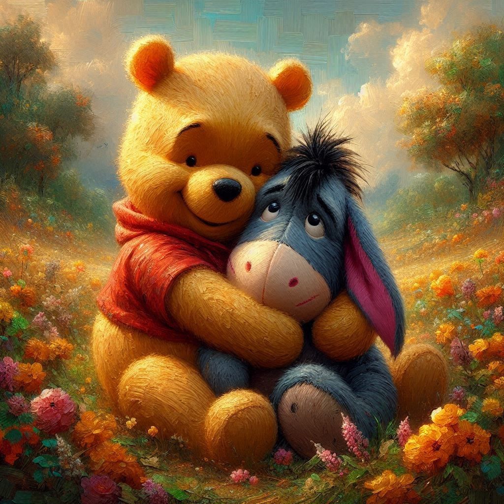 winnie the pooh hugging eeyore