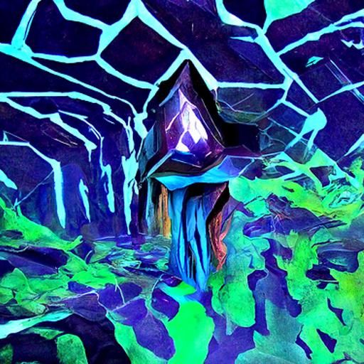 Underground crystal caves with different colours