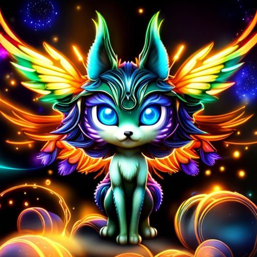 Bright Fae Wolf - AI Generated Artwork - NightCafe Creator