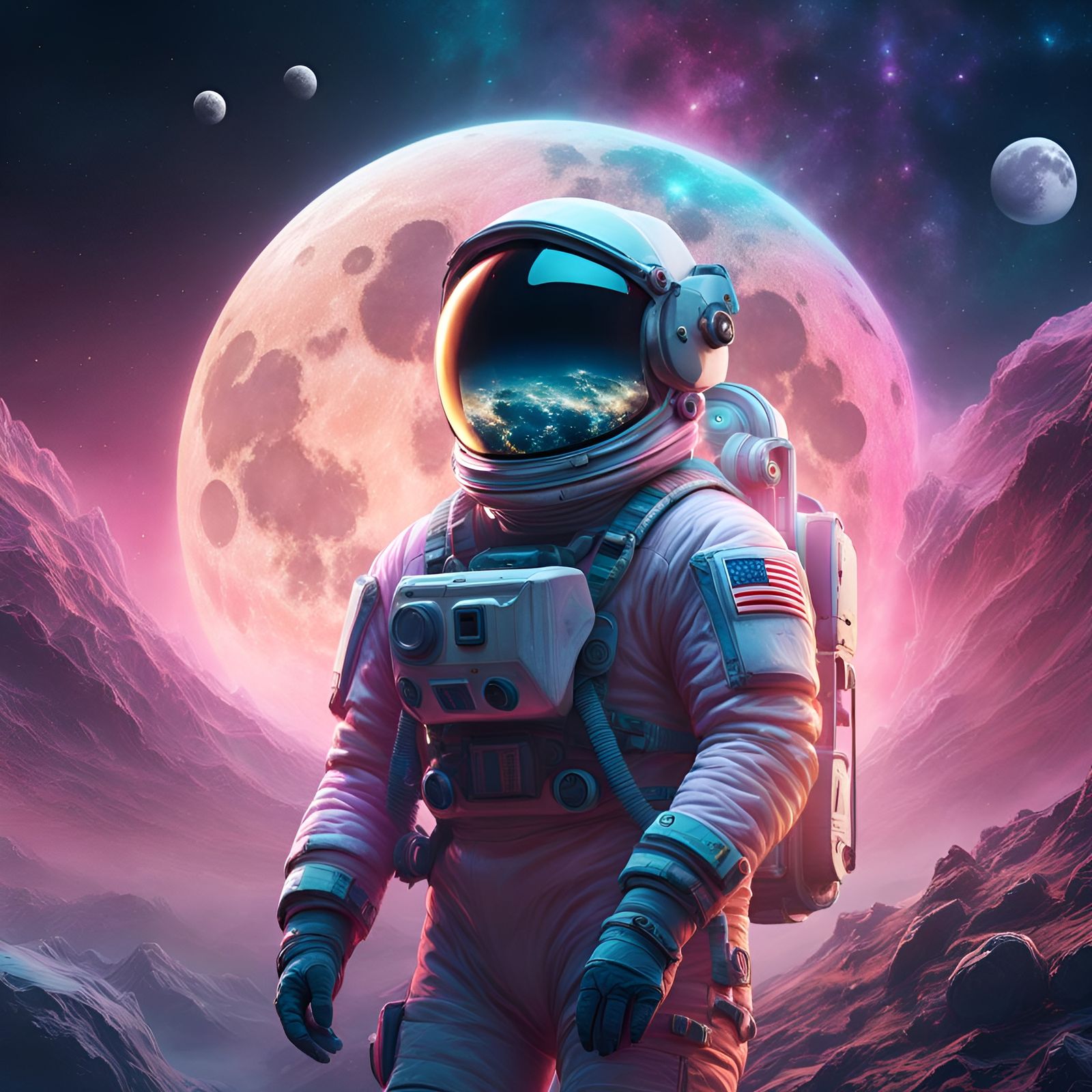 Moon Astronaut - Cosmic Helmet - AI Generated Artwork - NightCafe Creator