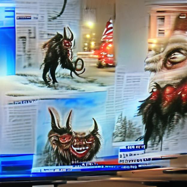Krampus on the news hyperrealism