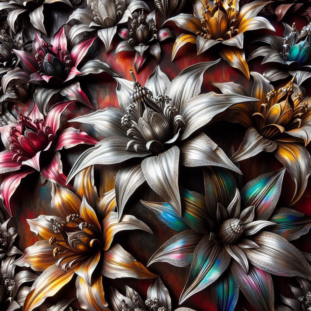 Metal Artwork, Twisted Asianic Lilys 2