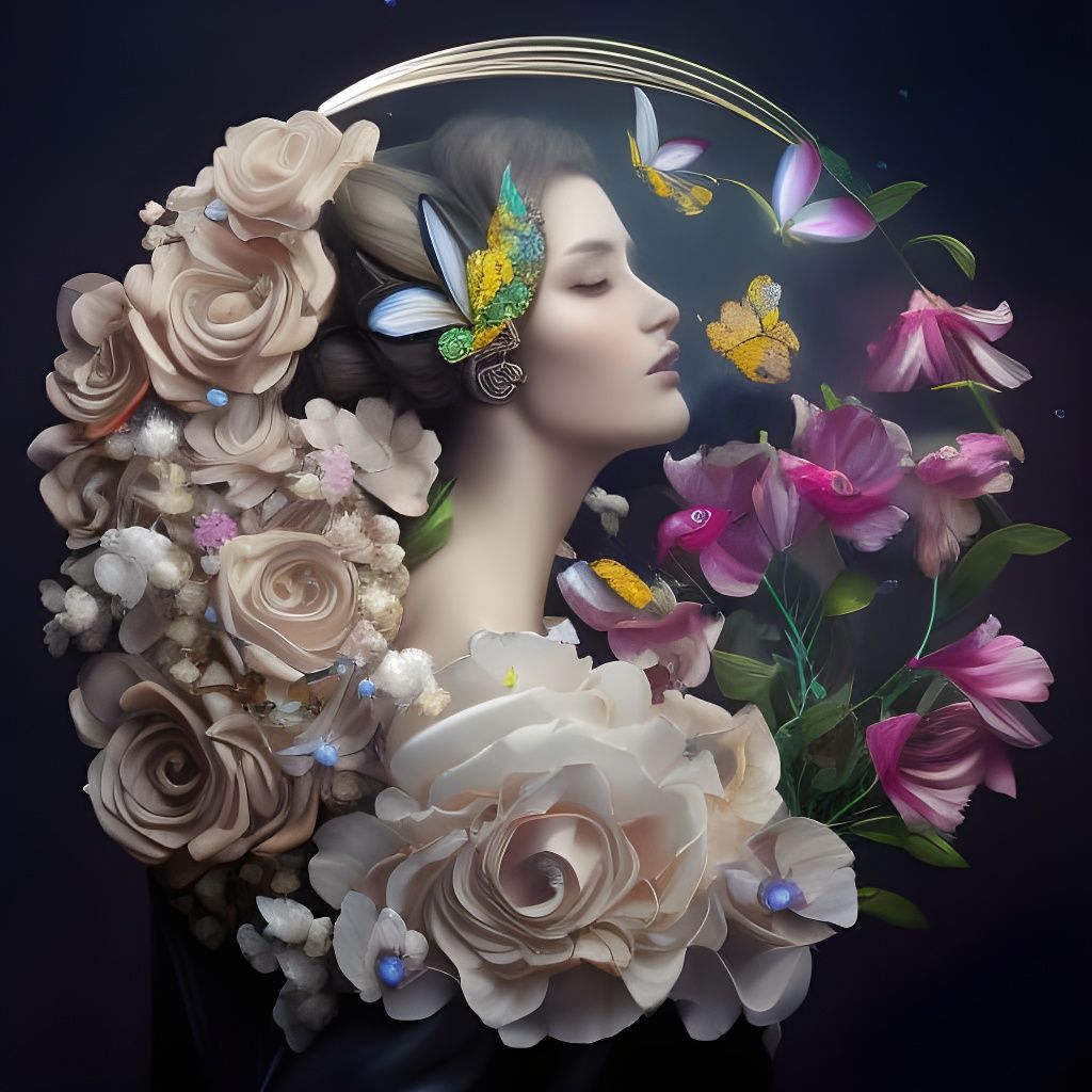 Roses and Butterflies - AI Generated Artwork - NightCafe Creator