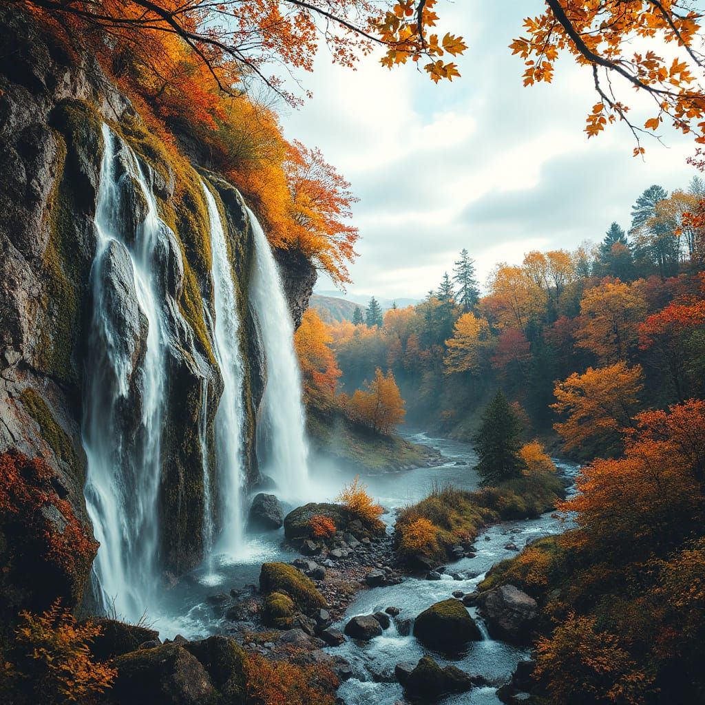 Autumn Waterfall    by @Gabriele A