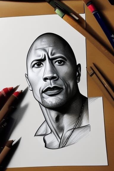 dwayne johnson wrestling a rock, Stable Diffusion