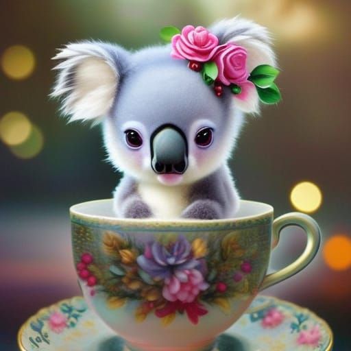 Baby koala in a cup 1