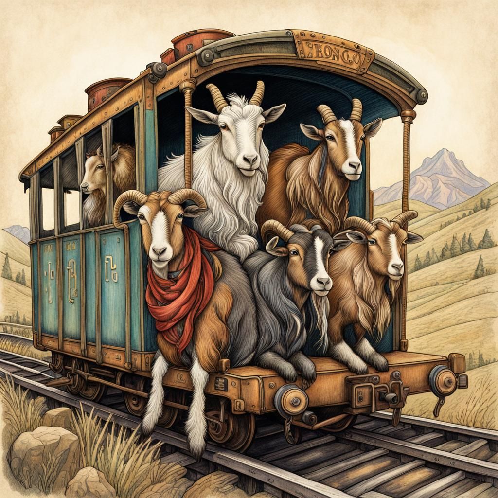 The Goat Train - AI Generated Artwork - NightCafe Creator