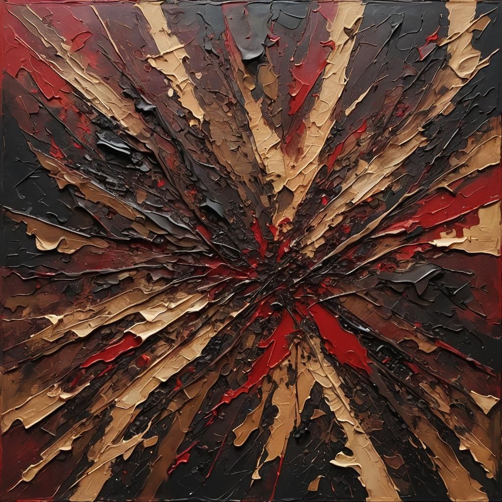 An abstract painting that visually represents the devastatin...