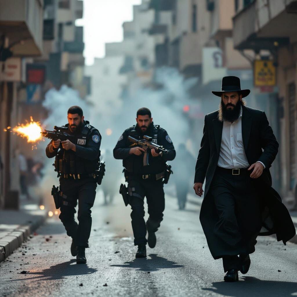 Israeli Police Pursue Haredi Man During Action Scene