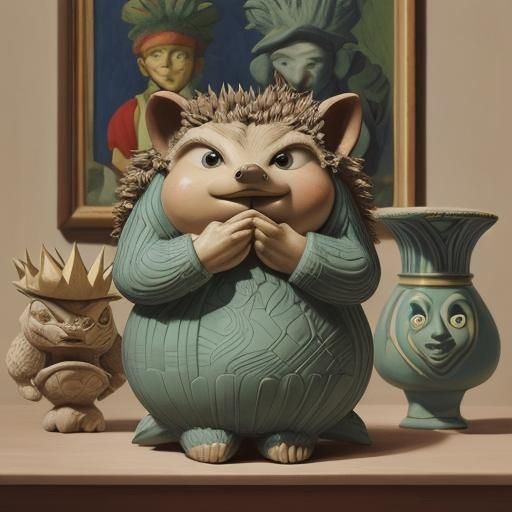 Here is a pot in the shape of a hedgehog, a terrible monster...