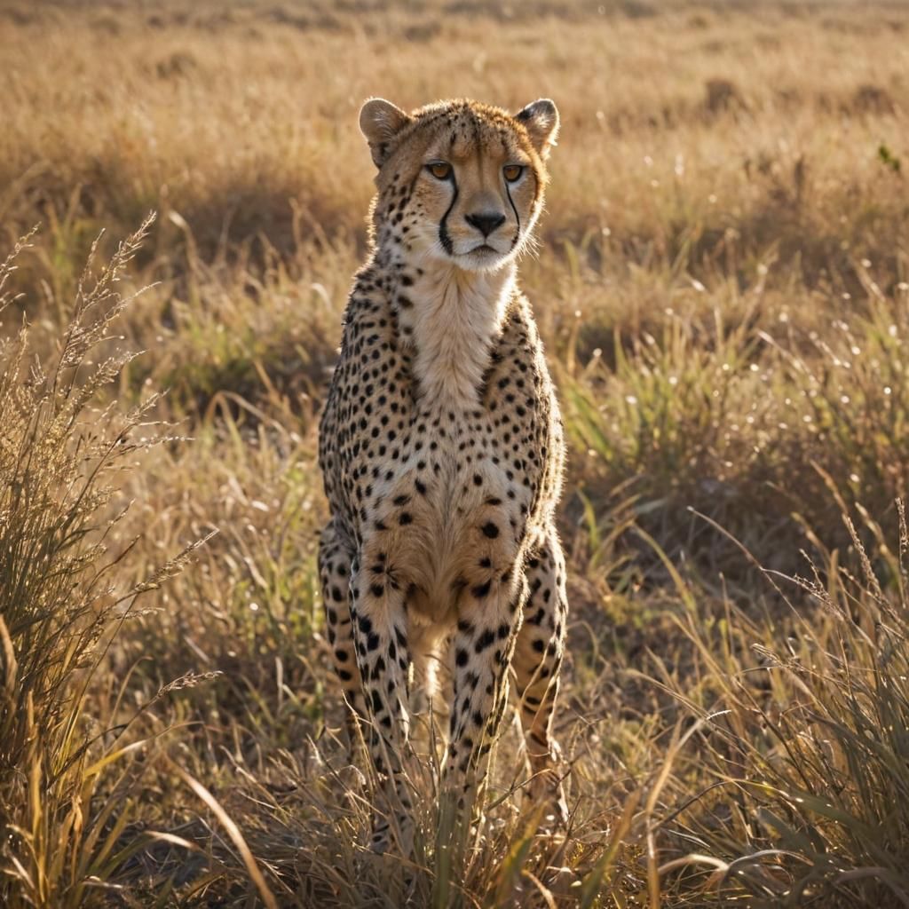 Camouflaged Cheetah Silhouette in Savannah