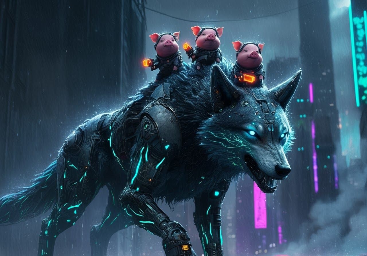 3 Pigs and their Pet Wolf 