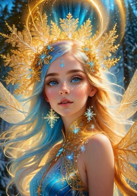 Ice princess in the frozen forest