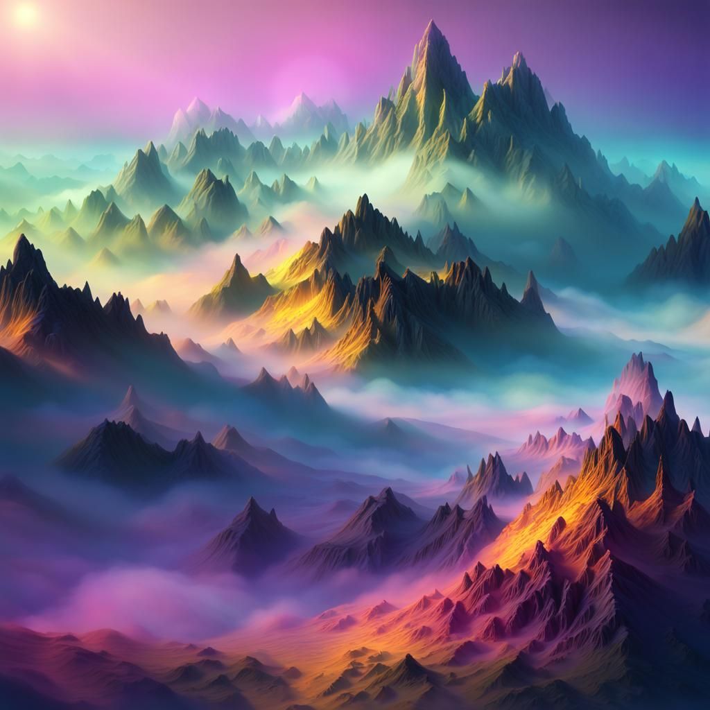 misty mountain landscape - AI Generated Artwork - NightCafe Creator