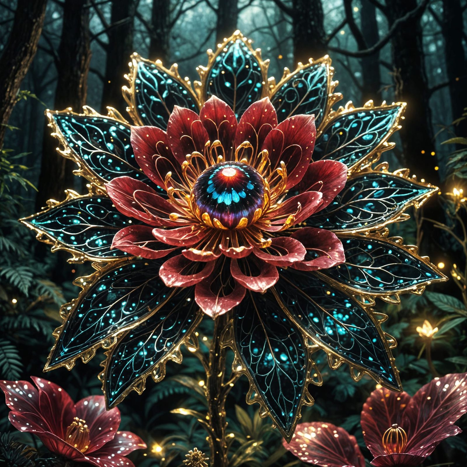 Beautiful Ruby Filigree Flower  by @Baby Isis