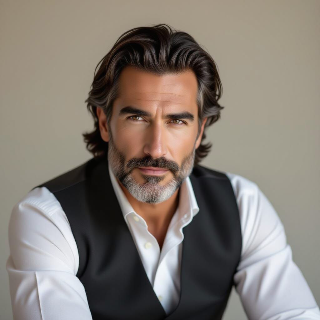 cPrompt – Avatar do Sábio Moderno
Um homem sábio e imponente, de aparência serena e confiante, com semblante de superioridade natural e olha...