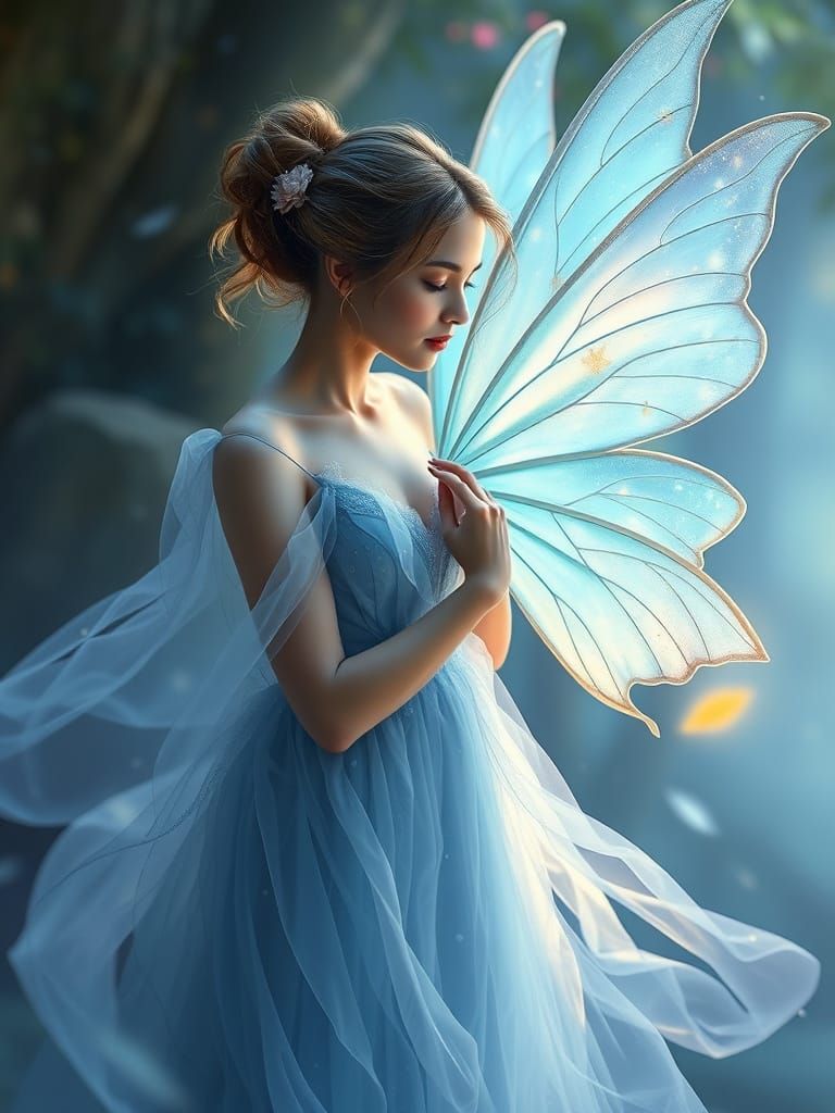 Ethereal Fairy in Dreamlike Vista Digital Painting