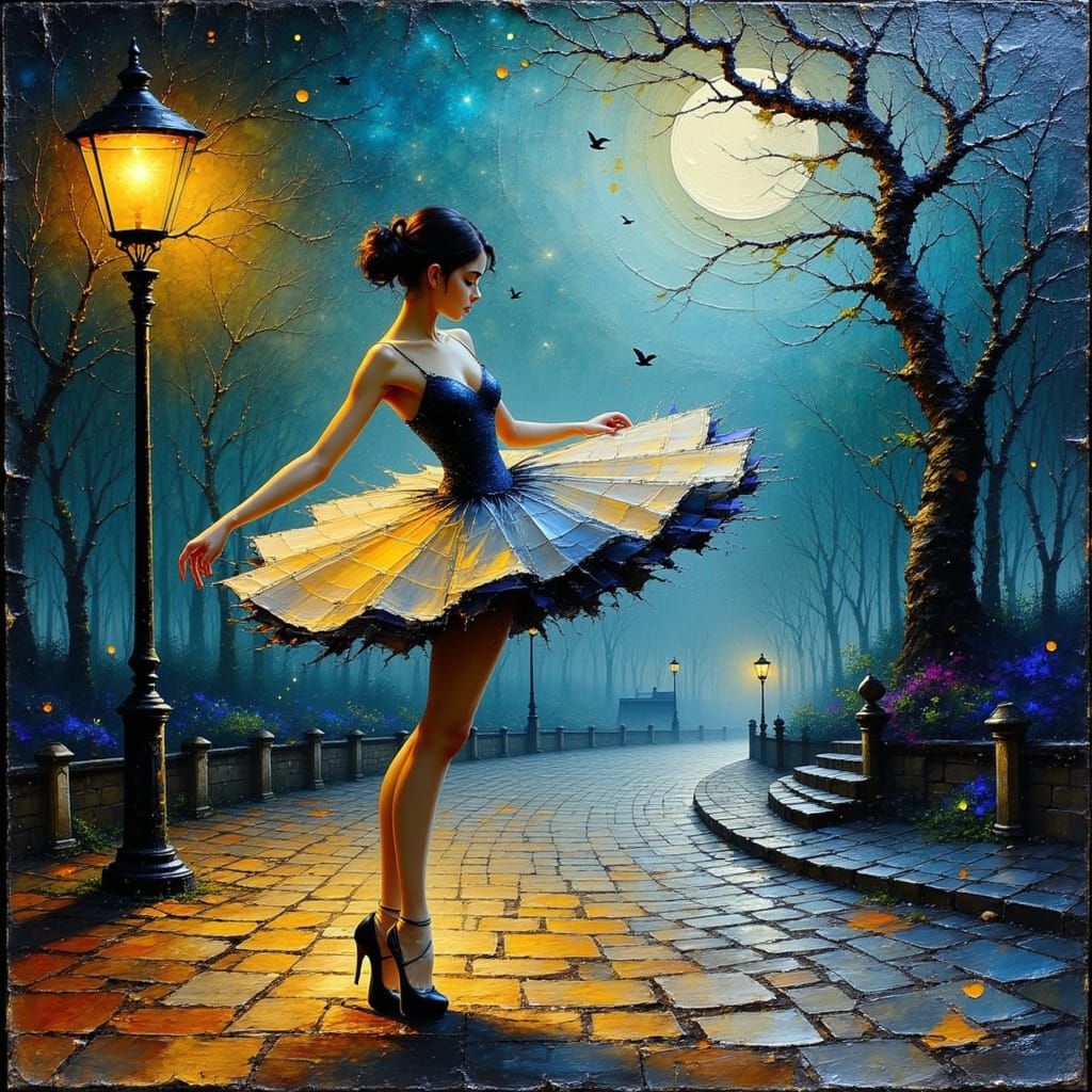 A picture of the cow on the cobblestone street - Start Image 1