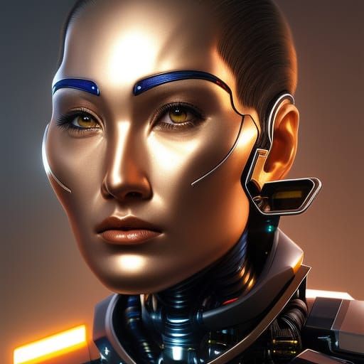 portrait of a teen robot, dystopian, incredible art by Stanl...