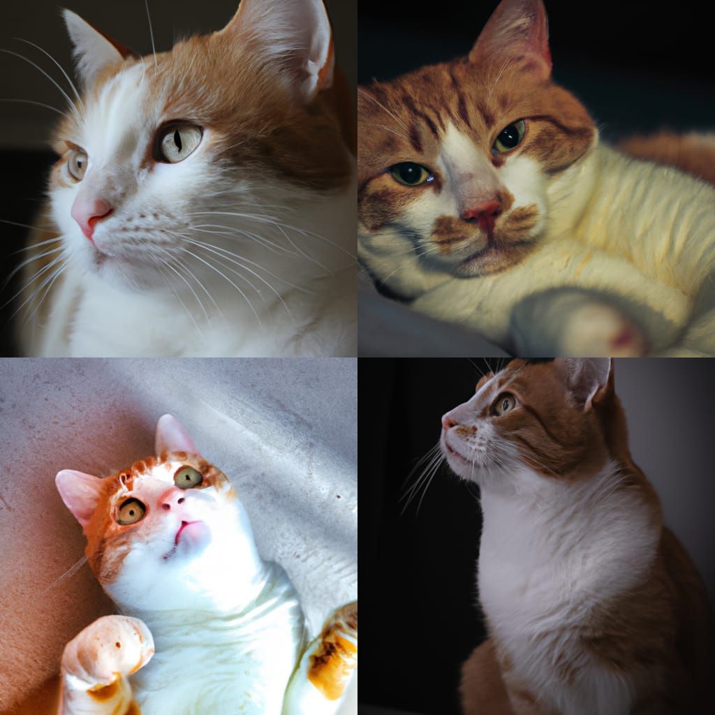 glamor photo of a cute ginger and white cat