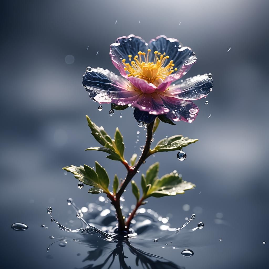 (One:1.5)beautiful rock rose, intricately crafted, trapped i...