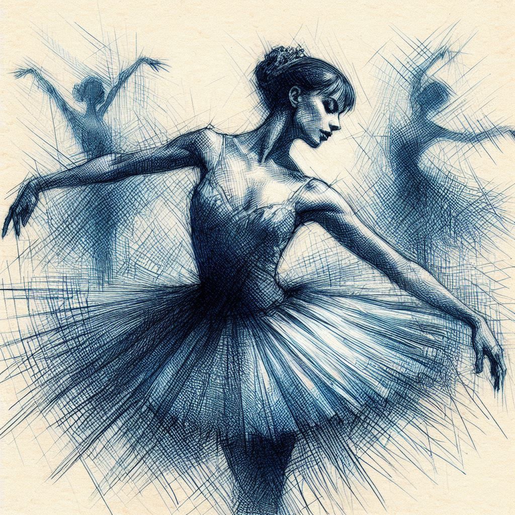 Ballerina - cross hatch sketch