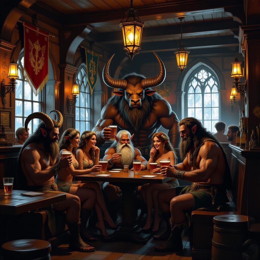 Tavern filled with mythological beings