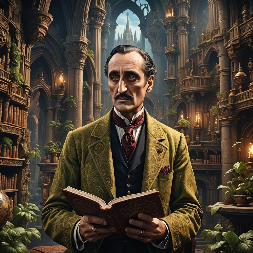 Basil Rathbone he is Edgar Allan Poe while reading The Raven - AI ...