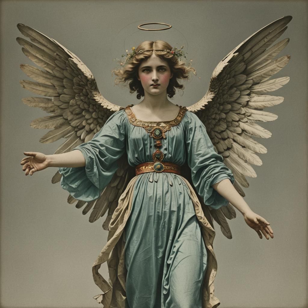 Angel. Hand coloured photo By Adolph de Meyer