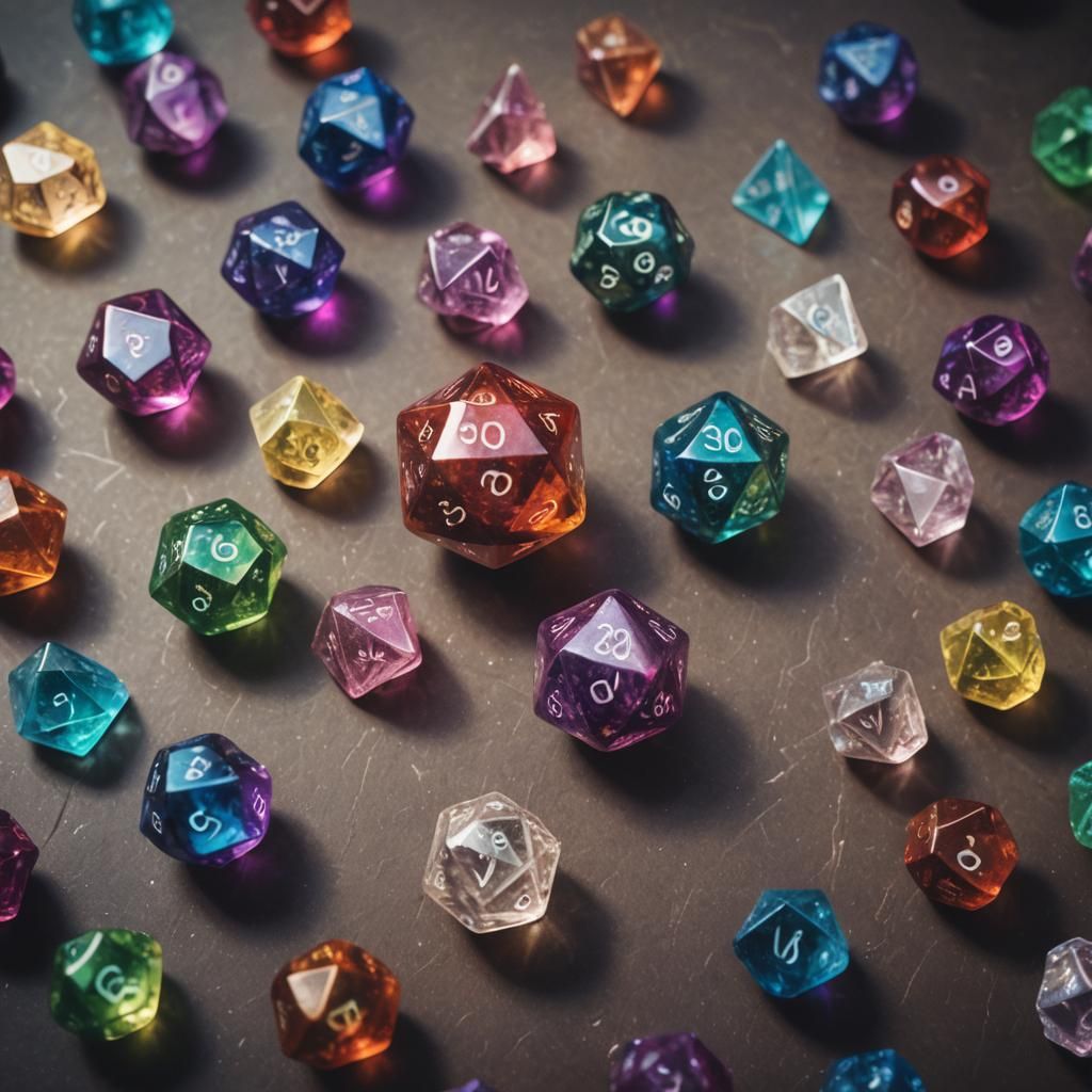 Rainbow crystal d20 die
