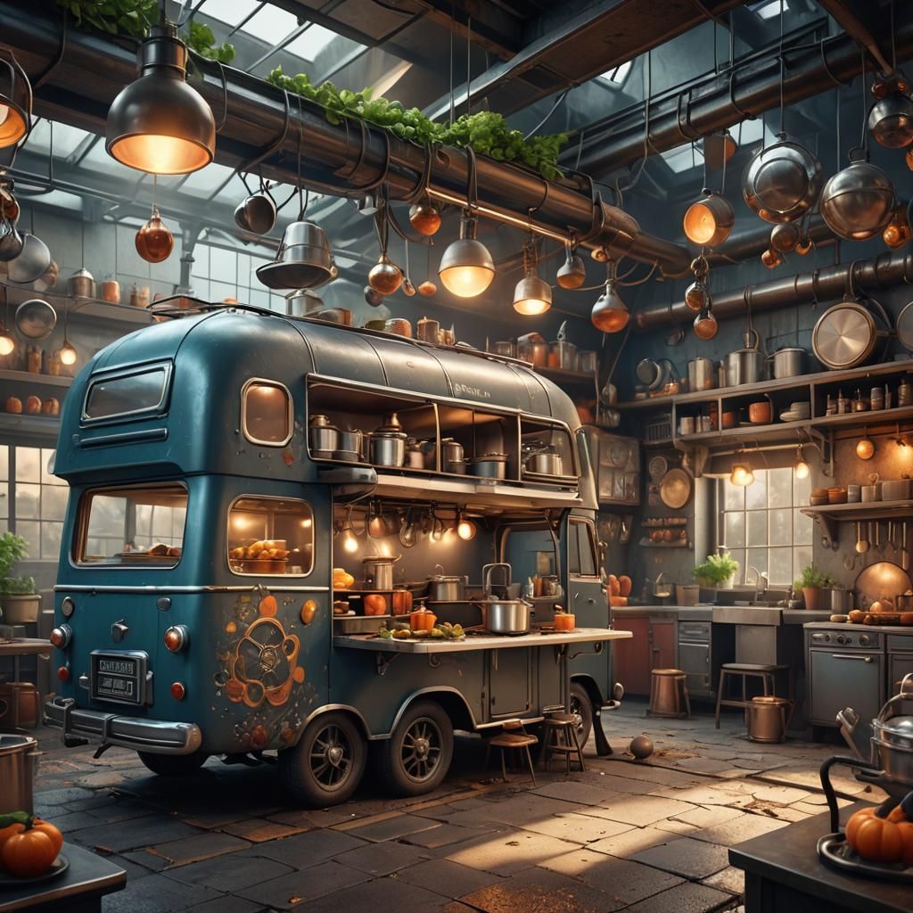 Atomic kitchen on wheels - AI Generated Artwork - NightCafe Creator