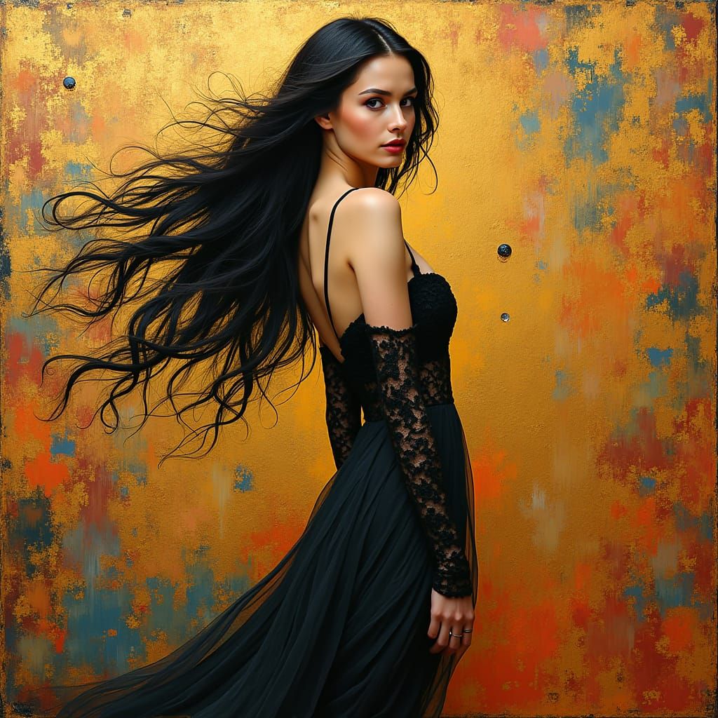 a beautiful woman, colorful background